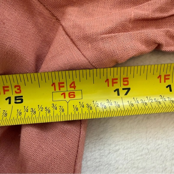 Bohme Linen Blend Cyrus Midi Dress in Pink with Puff Short Sleeves - Picture 13 of 14